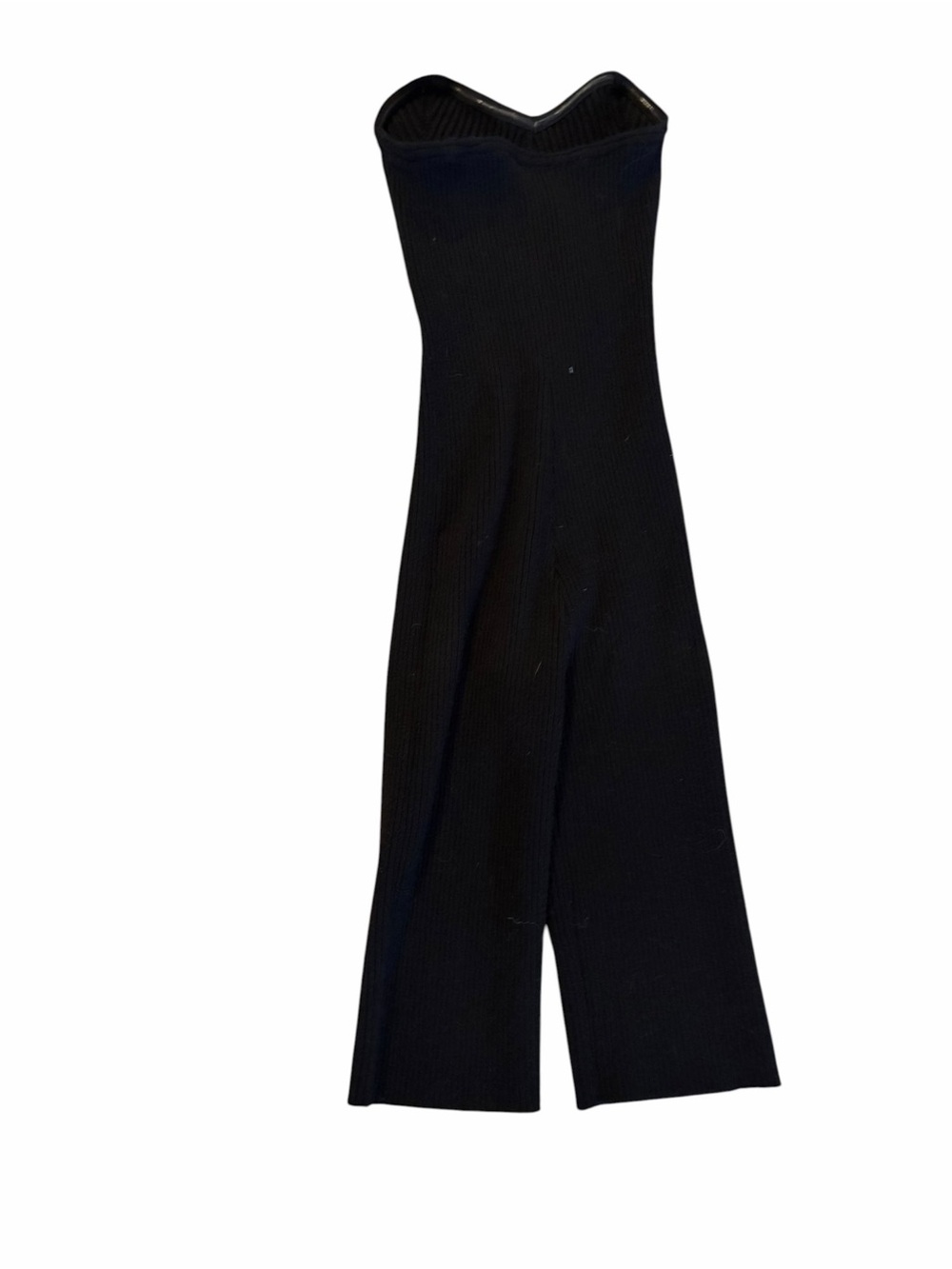FREE PEOPLE Black Ribbed Strapless Cropped Fitted Romper / Jumpsuit - Picture 3 of 5